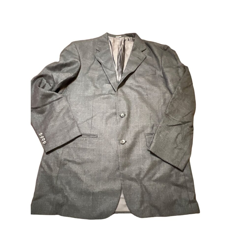 Oscar De La Renta Mens Grey 42L Blazer 100% Lambswool 2 Button